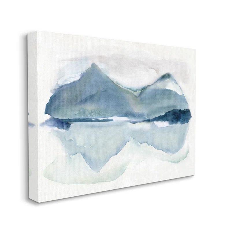 Blue and White Abstract Landscape Canvas Wall Art, 20" x 16"