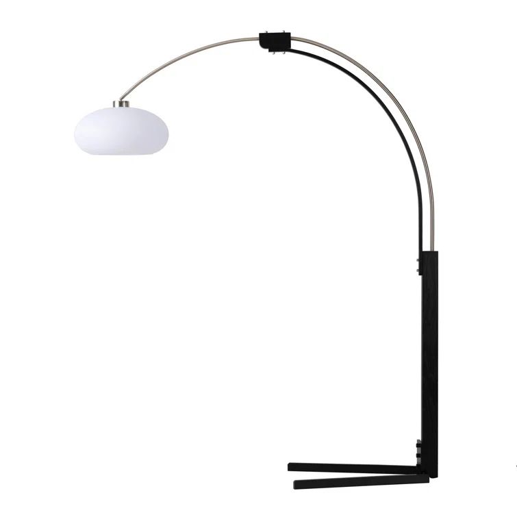Satin Nickel and Black Arc Floor Lamp with Dimmer