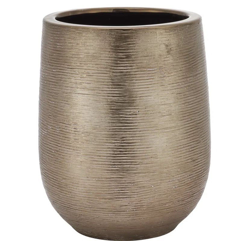 Princess Silver Stoneware Wastebasket with Electroplated Finish