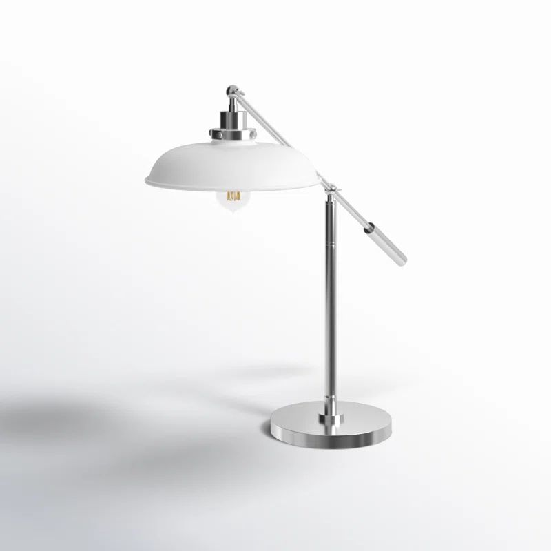 Wellfleet Adjustable 23.375" Polished Nickel and Matte White Desk Lamp Set