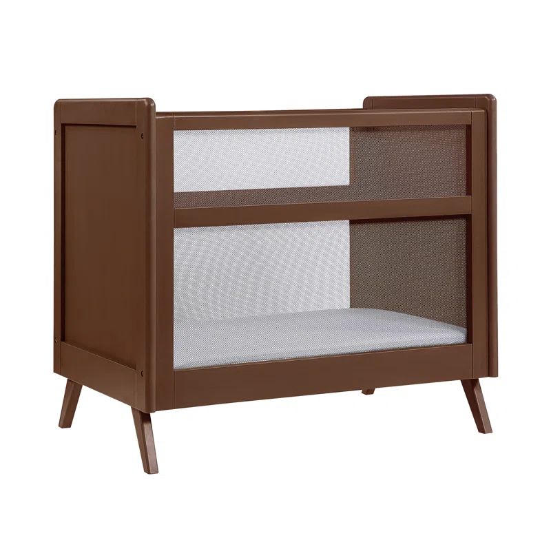Walnut Wood Breathable Mesh 2-in-1 Mini Crib, Greenguard Certified
