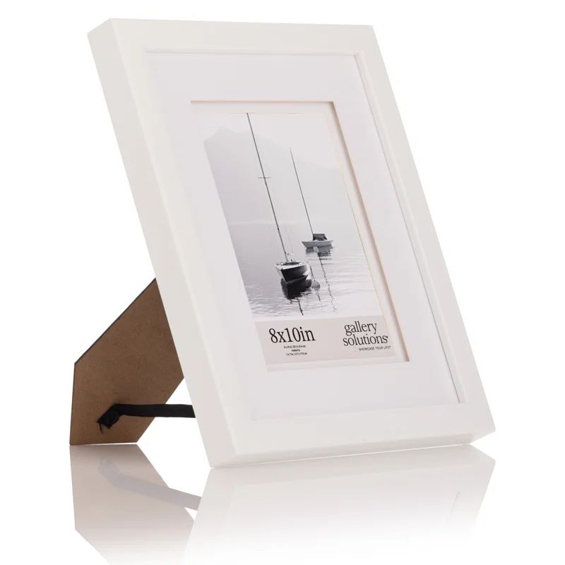8x10 White Wood Picture Frame with Double Mat