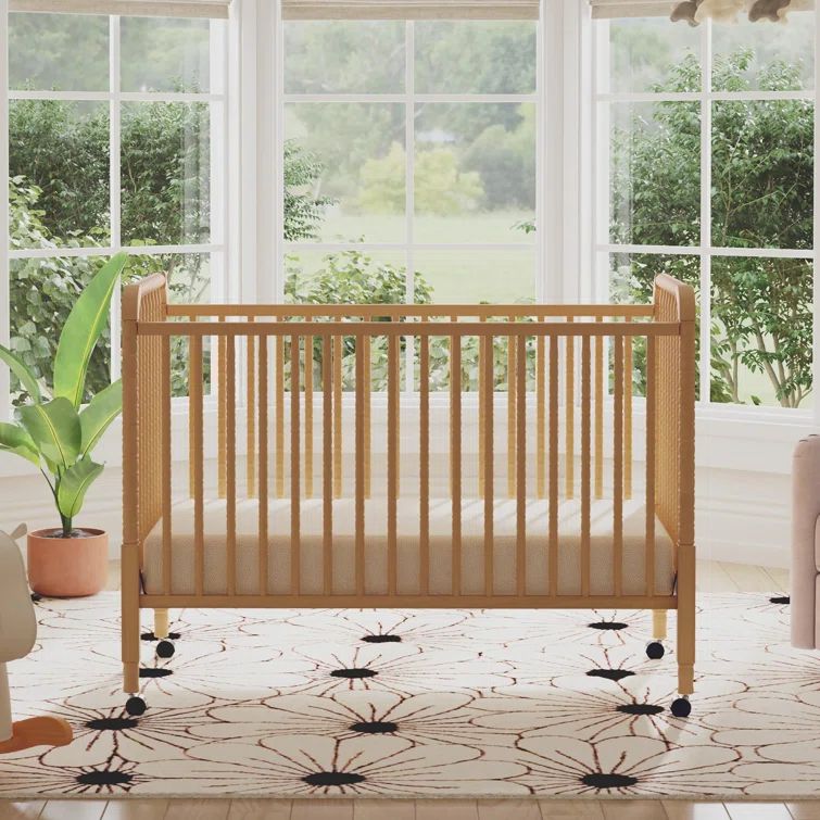 Honey Wood 3-in-1 Convertible Crib with Wheels