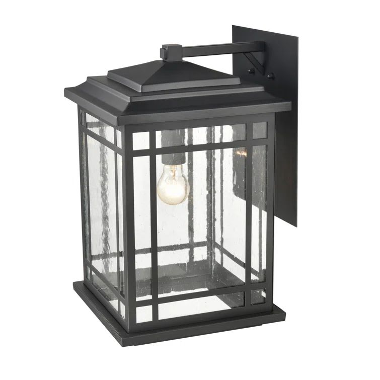 Armington Powder Coat Black Metal Outdoor Wall Lantern 12"x7"