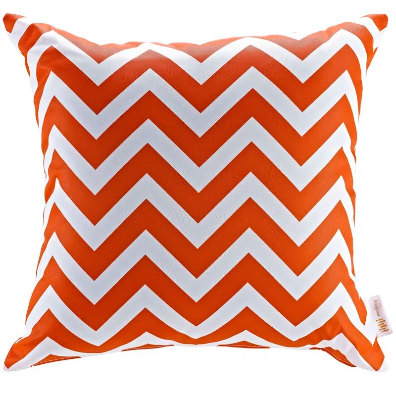 Orange and White Chevron Outdoor Square Pillow