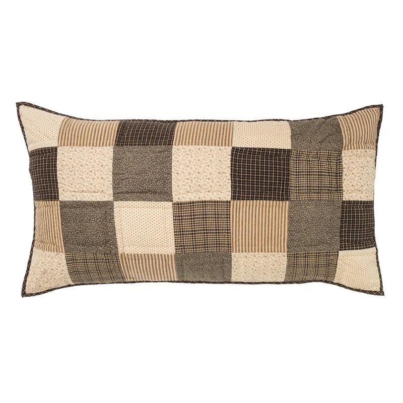Kettle Grove King Sham in Black and Khaki Cotton Patchwork