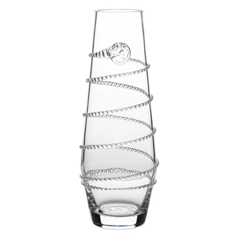 Clear Glass Decorative Table Vase with Swirl Embellishment