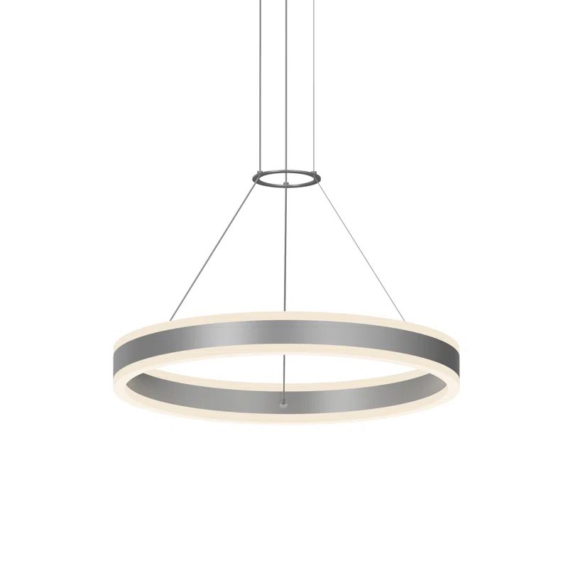 Double Corona Bright Satin Aluminum LED Pendant Light