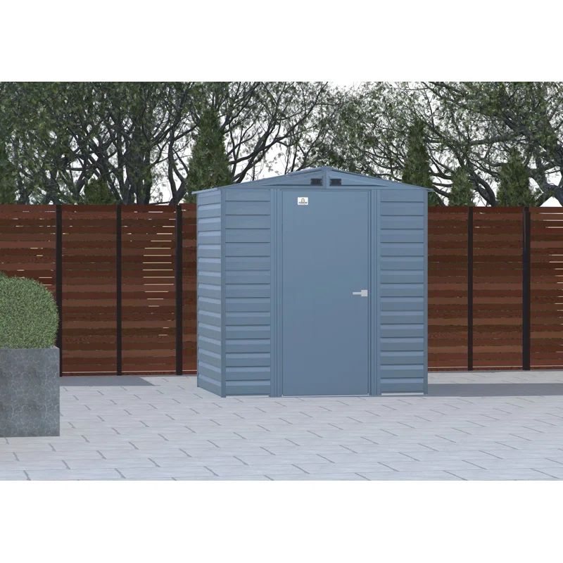 Blue Grey Galvanized Steel Peak Roof Storage Shed, 6x5