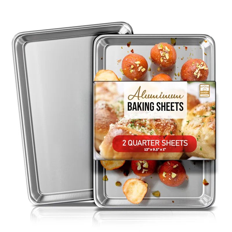 JoyTable Aluminum Non-Stick Quarter Sheet Pan Set, 13x9.5 inches