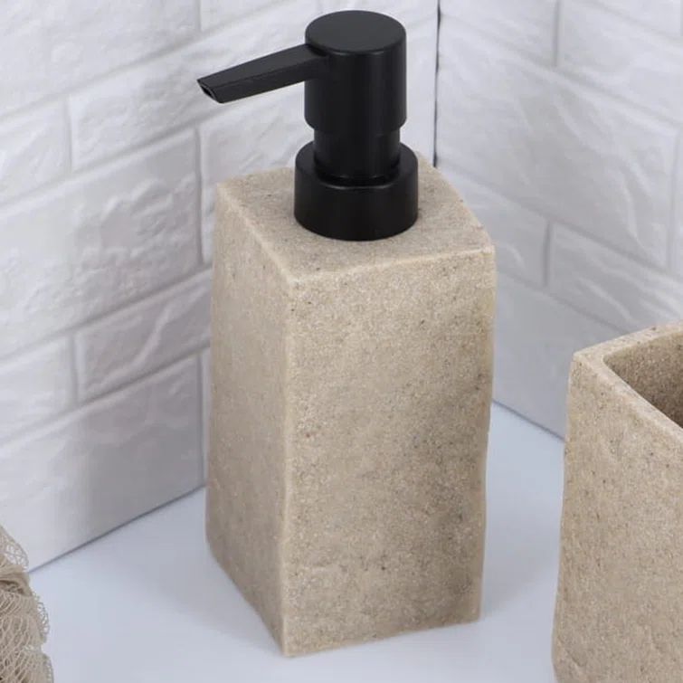 Natural Beige Resin Stone Effect Hand Soap and Lotion Dispenser