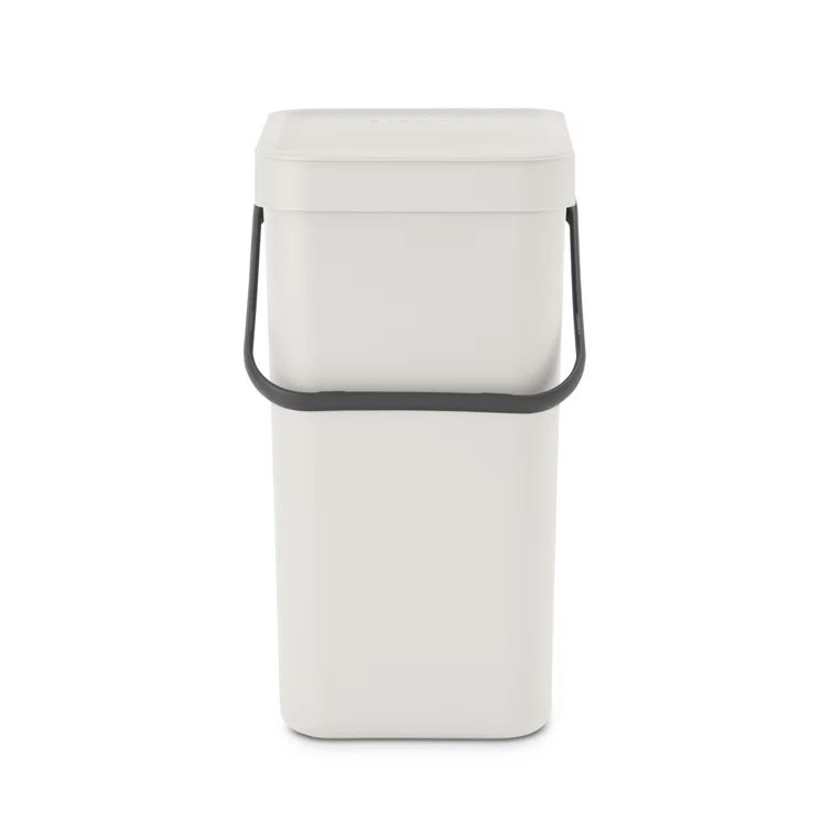Light Gray Plastic 3.2 Gallon Kitchen Recycling Bin