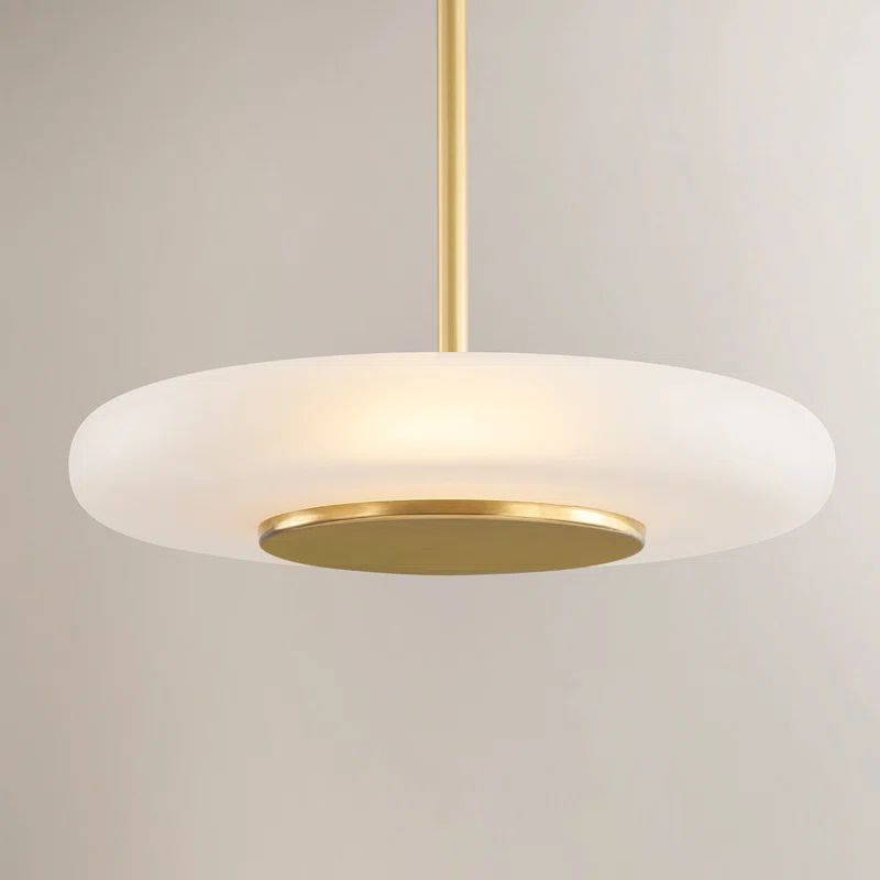 Aged Brass Frosted Glass LED Pendant Light