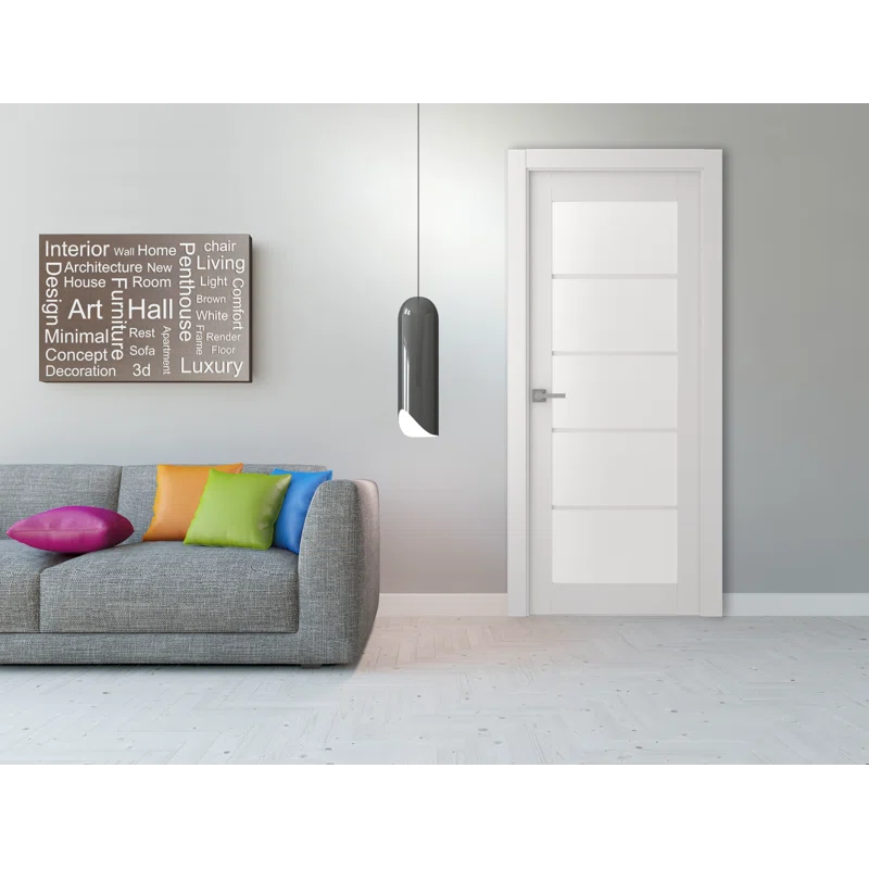 Polar White Frosted Glass Modern Interior Door Slab