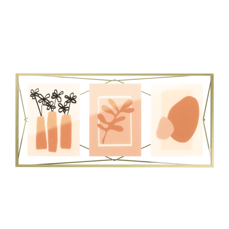 Matte Brass Geometric Floating Multi Picture Frame