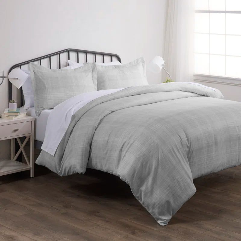 Gray Microfiber King/California King Duvet Cover Set with Shams