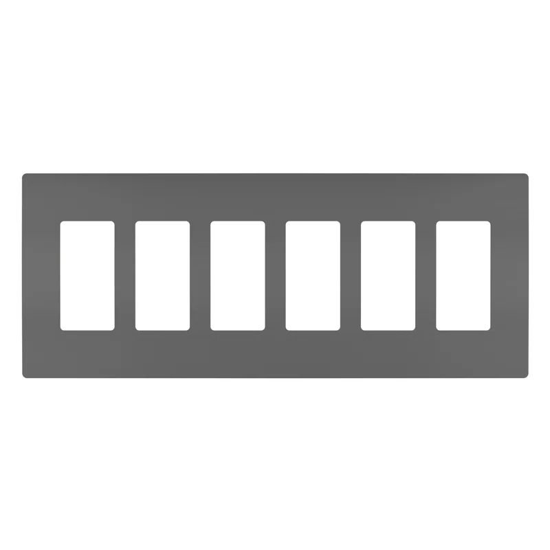 Black 6-Gang Screwless Polycarbonate Wall Plate
