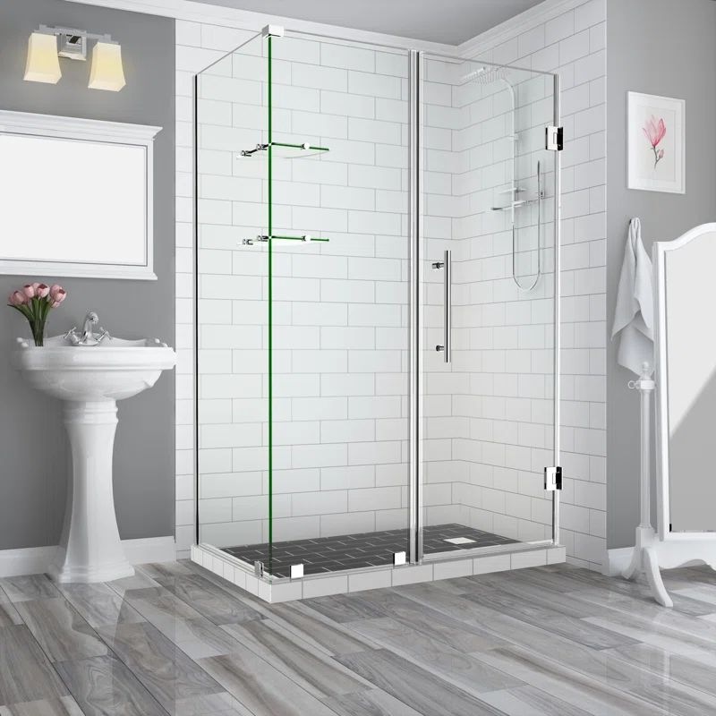 Bromley GS Frameless Chrome Hinged Shower Enclosure with Clear Glass