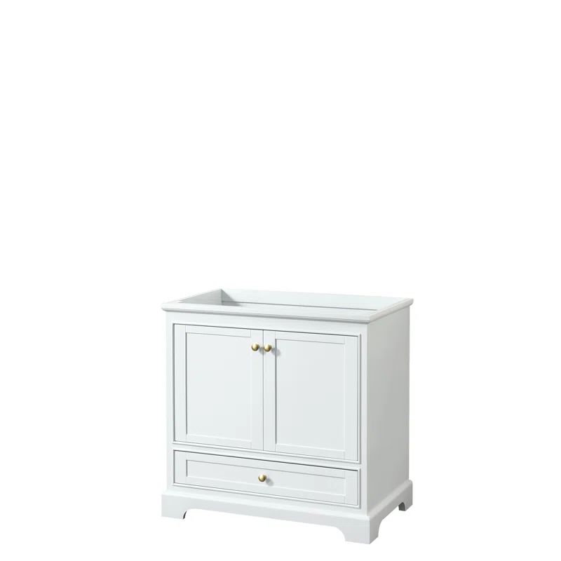 Deborah White and Gold 35" Single Bathroom Vanity Base
