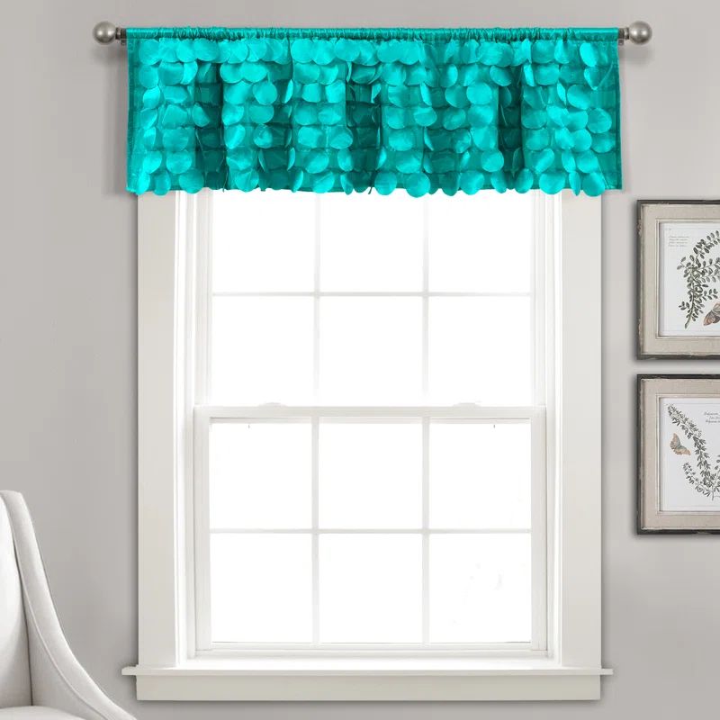 Turquoise Textured Taffeta Rod Pocket Window Valance