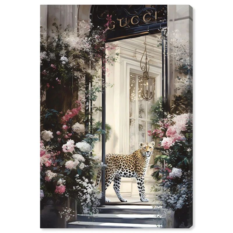 Elegant Flower Storefront Canvas with Leopard, 10" x 15"