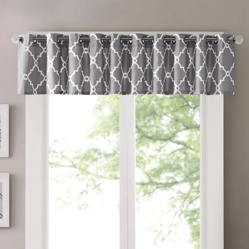 Madison Park Grey Cotton Blend Grommet Top Window Valance