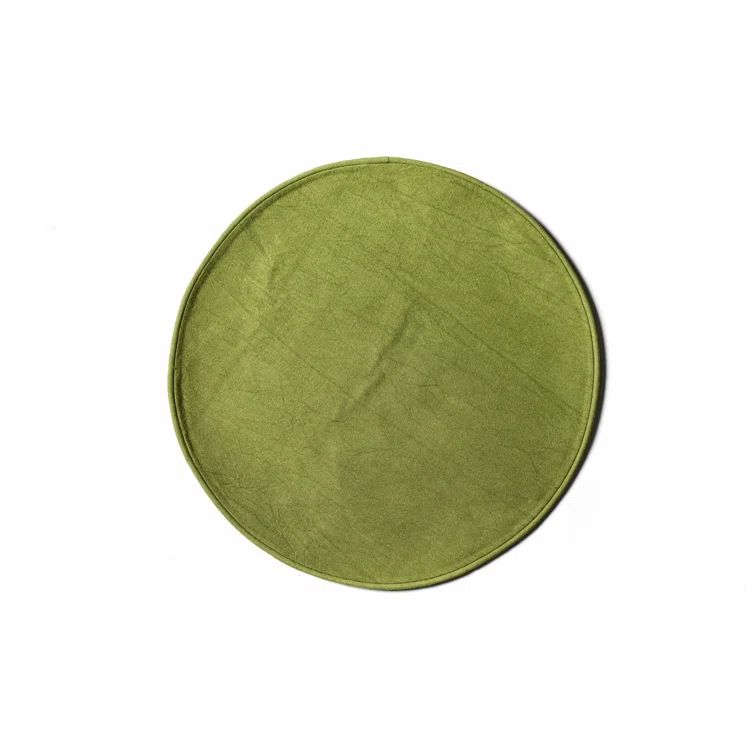 Olive Round Cotton Placemats with Piped Edge, Set of 4