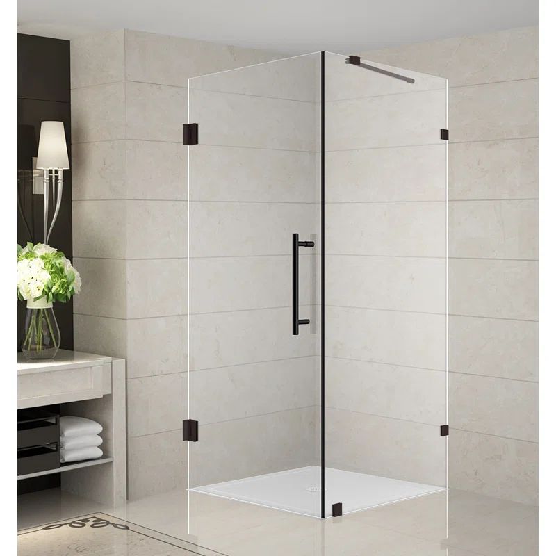 Aquadica Frameless 30" x 72" Bronze Hinged Shower Enclosure with Clear Glass