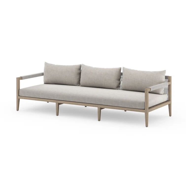 Sherwood 93" Gray Teak Outdoor 3-Seat Sofa