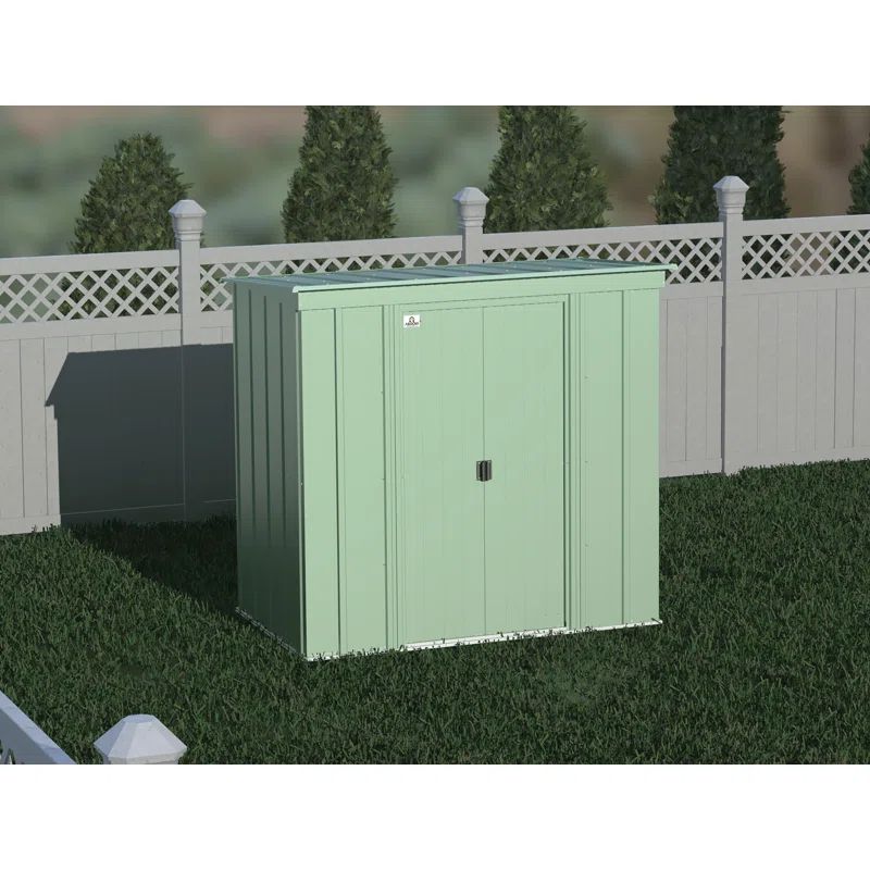 Sage Green 6 ft x 4 ft Galvanized Steel Tool Shed