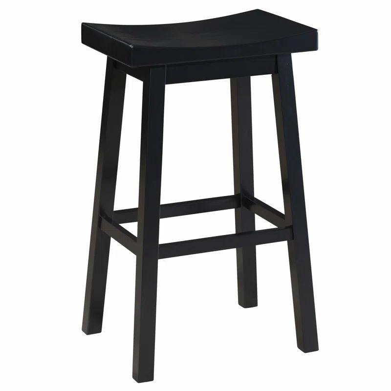 Lakewood 24" Black Rubberwood Saddle Barstool Set of 2