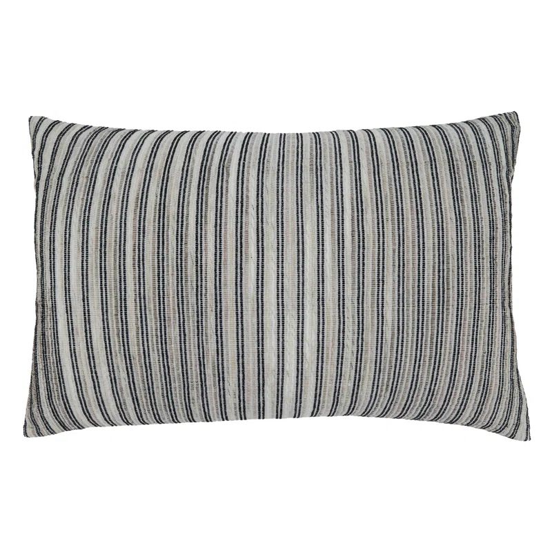Black and White Striped Cotton Oblong Pillow Cover