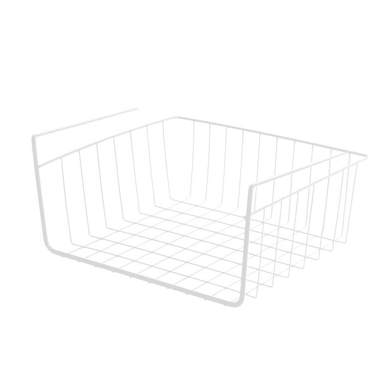 White Steel Undershelf Storage Basket with Rust Resistant Finish