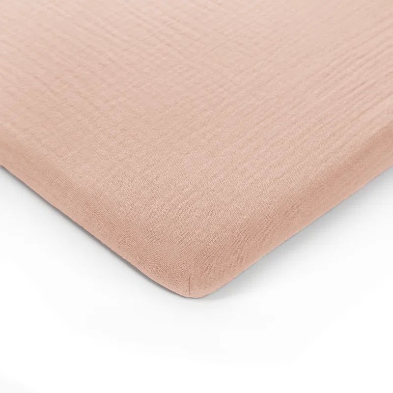 Blush Cotton Muslin Fitted Bassinet Sheet for Baby