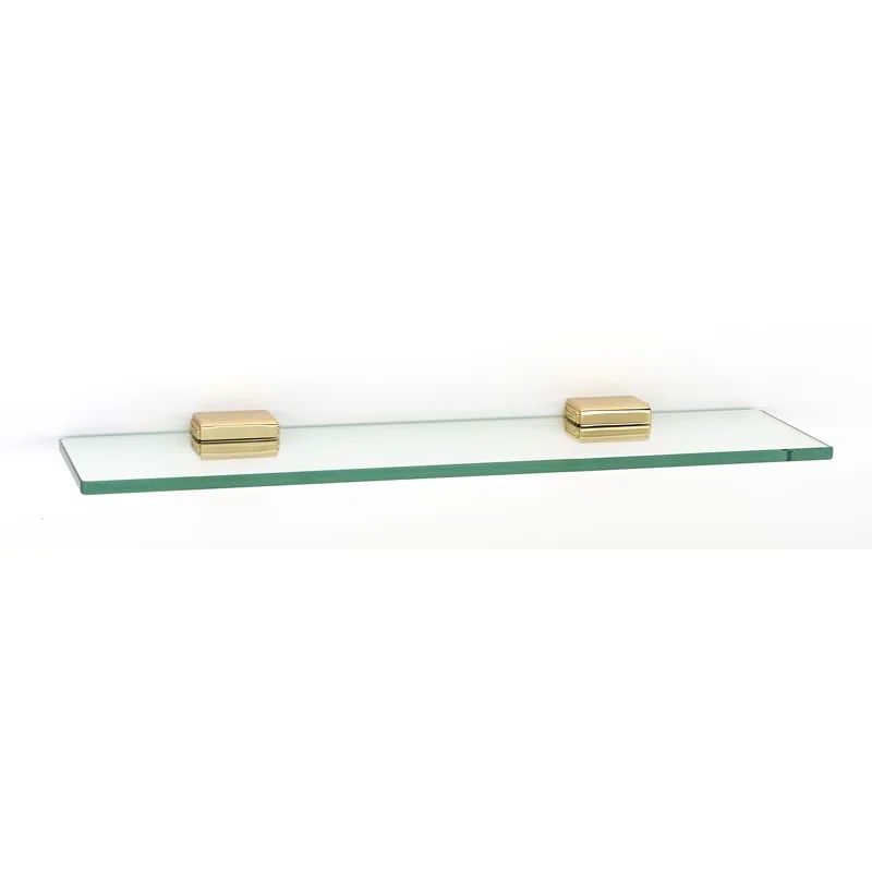 Polished Brass and Glass Cube Wall Shelf