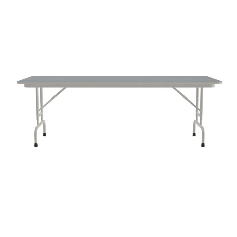Dove Gray Adjustable Height Rectangular Folding Table with Steel Legs