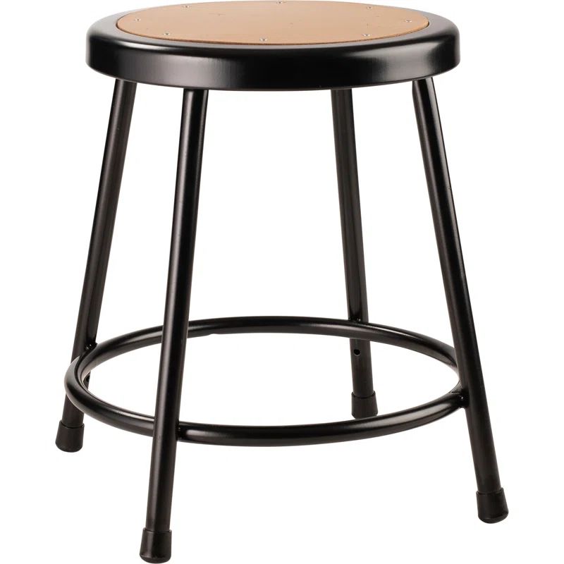 Robust Black Steel 18" Stool with Warp-Proof Masonite Seat