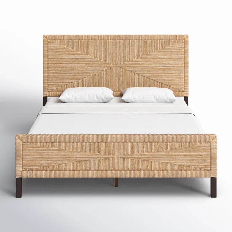 Willa Natural Mahogany Queen Bed with Woven Banana Stem Headboard
