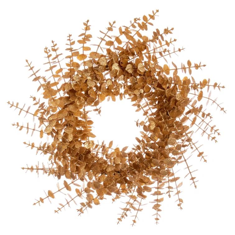 Gold Glitter Artificial Eucalyptus Front Door Wreath, 24 inches