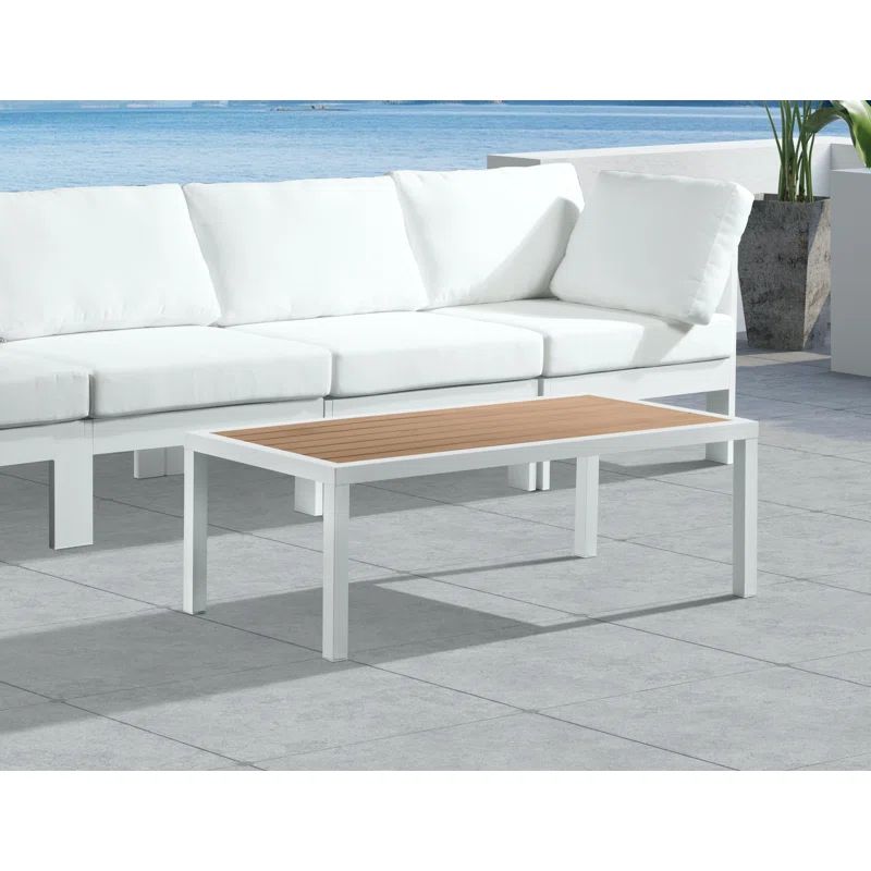 Nizuc Brown and White Aluminum Outdoor Coffee Table