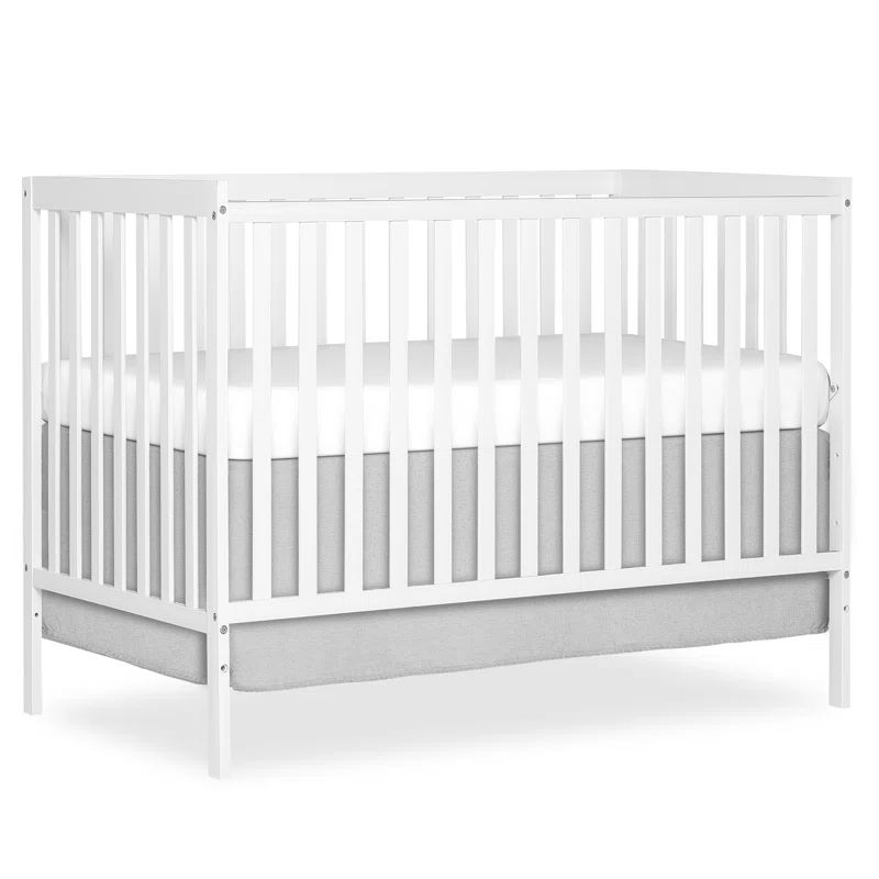 White 5-in-1 Convertible Crib with Adjustable Mattress Support