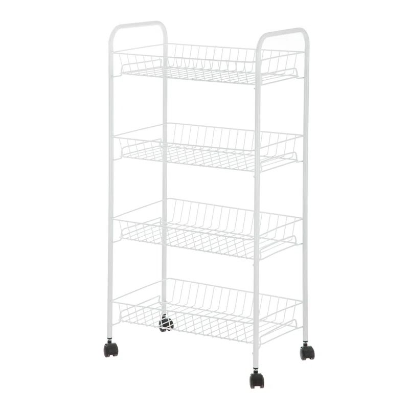 White Slimline Steel 3-Shelf Laundry Rack