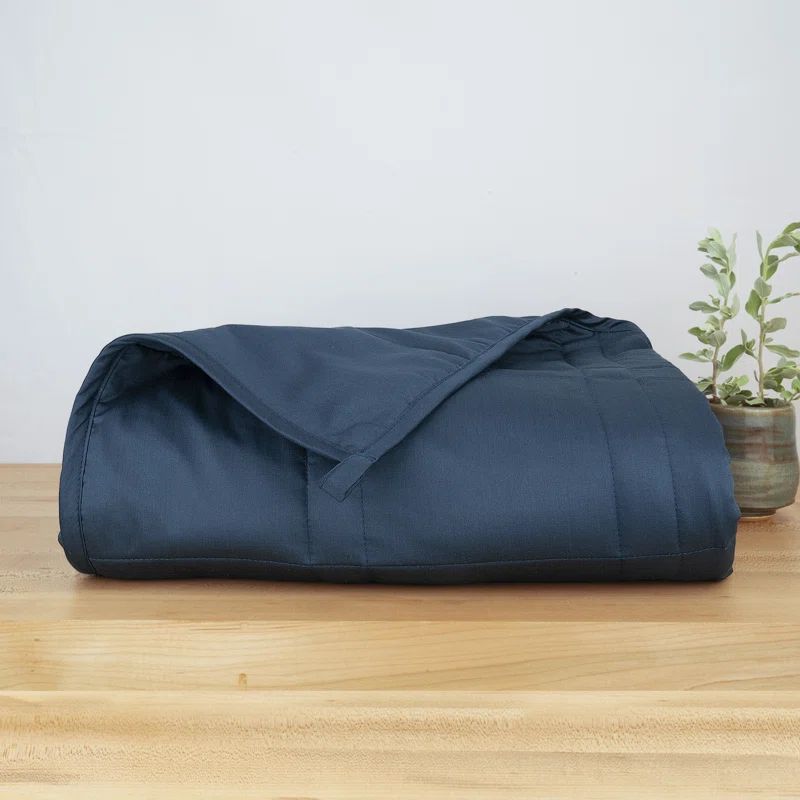 Navy Blue Cotton Cooling Weighted Blanket, 12 lbs