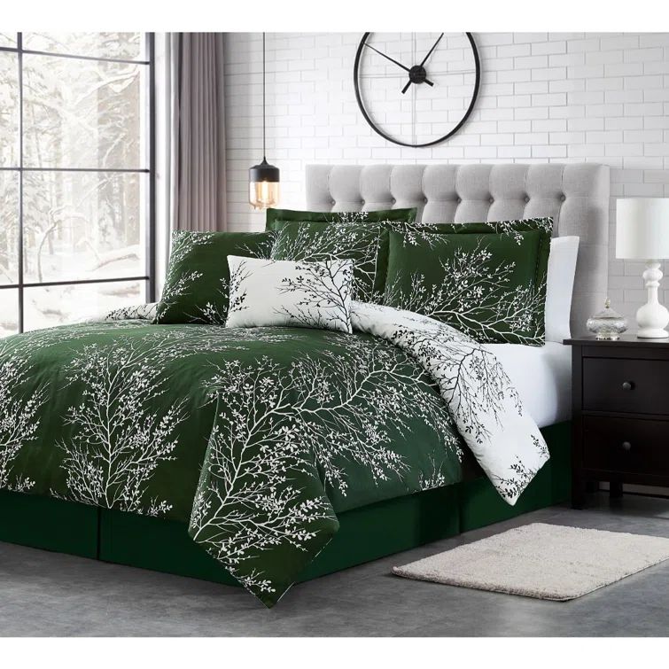 Hunter Green Twin Reversible Microfiber Comforter Set