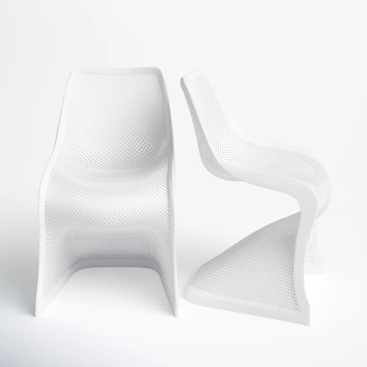 Elegant Bloom Marine-Grade White Resin Dining Chair - Set of 2