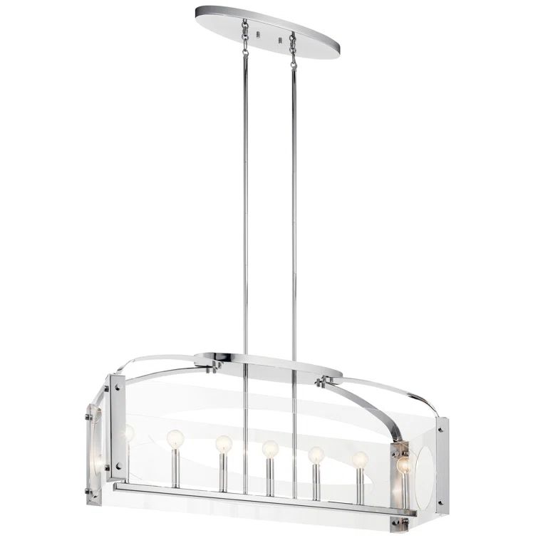 Chrome and Clear Acrylic 7-Light Linear Chandelier