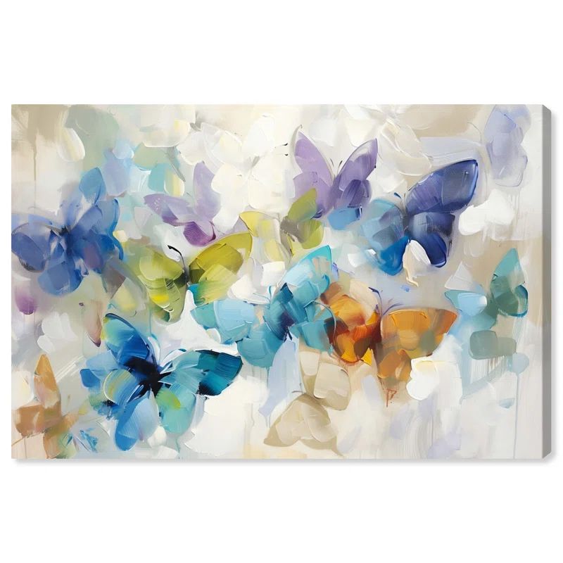 Large Multicolor Butterfly Canvas Wall Art, 54" x 36"