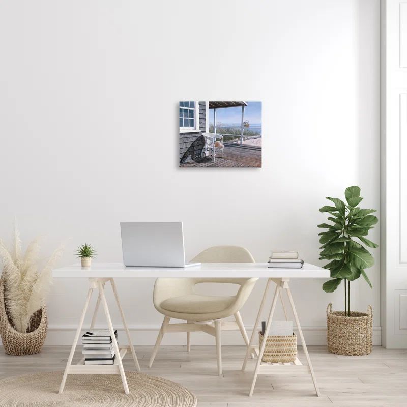 Coastal Cottage Porch Chair Seaside Landscape Canvas Art