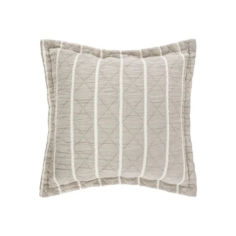 Sand Quilted Cotton Euro Sham with Corded Stripes