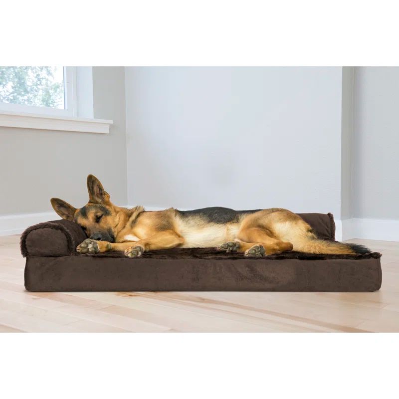 Jumbo Sable Brown Orthopedic Plush Dog Bed with Bolsters